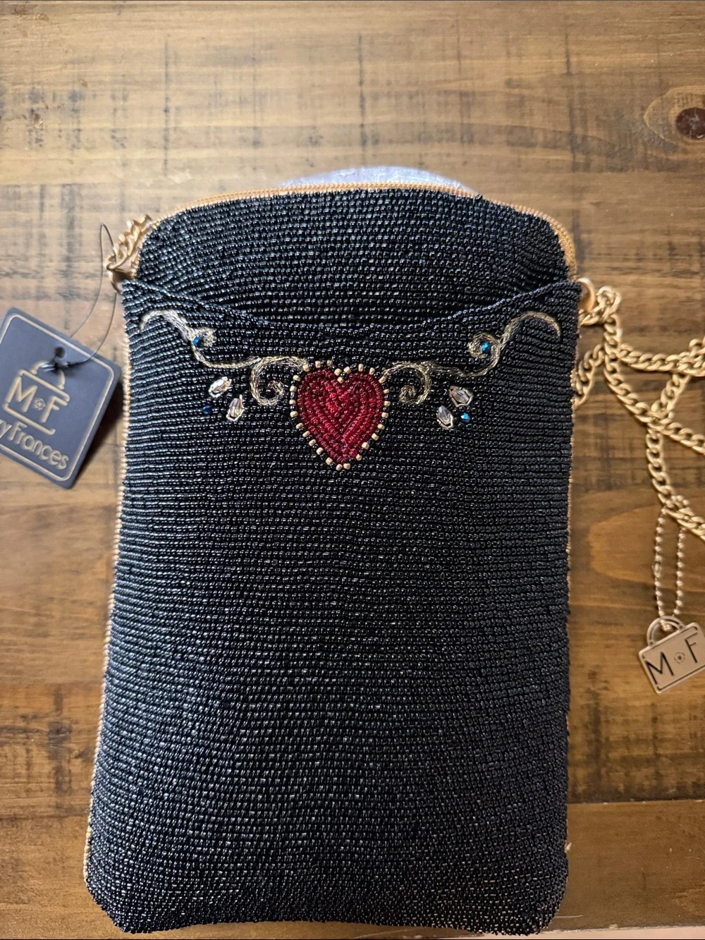 BRAND NEW Mary Frances Beaded Queen of Hearts Crossbody